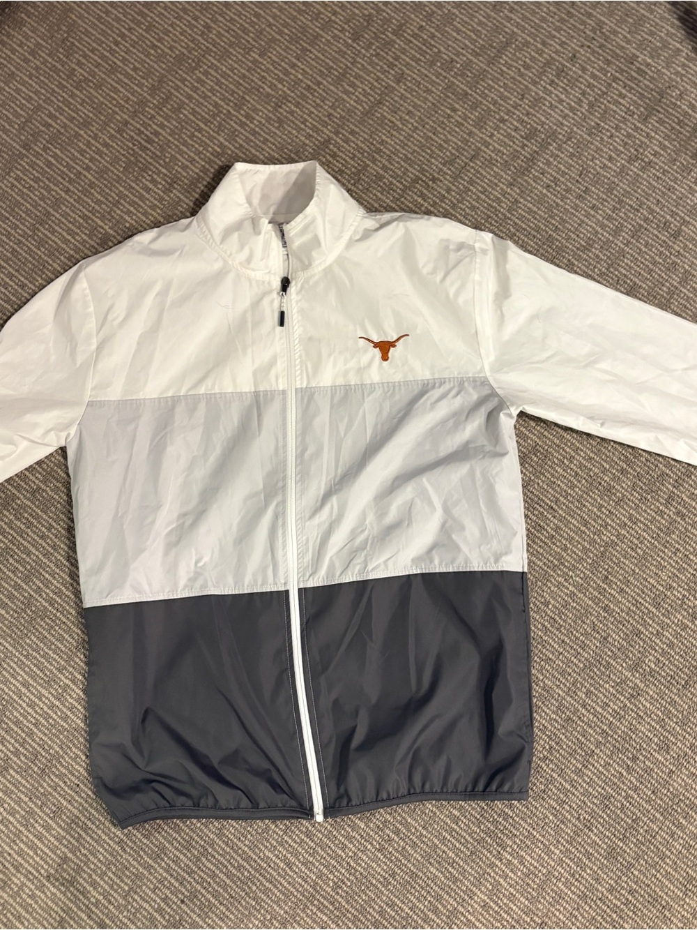 Rivalry Threads White, Gray & Orange Colorblock Windbreaker
